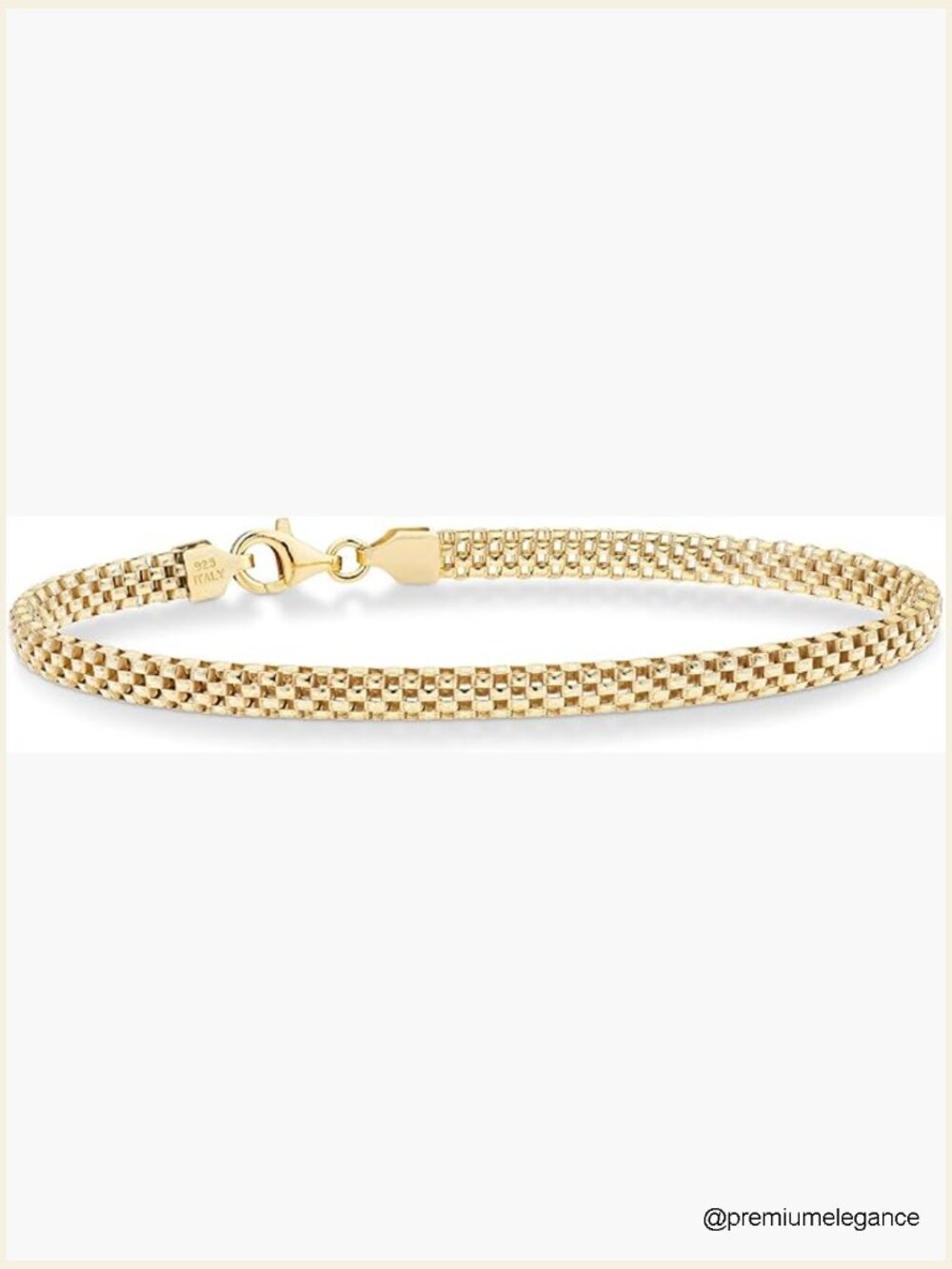 18K Gold Plated Sterling Silver 4mm Mesh Link Chain Bracelet